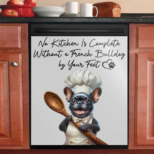 Kitchen Bulldog Magnetic Dishwasher Cover – Decorative Reusable Decal for Washer, Fridge, and Cabinet Doors, Stylish Washing Machine Panel Cover for Kitchen Appliances (23x26 in )