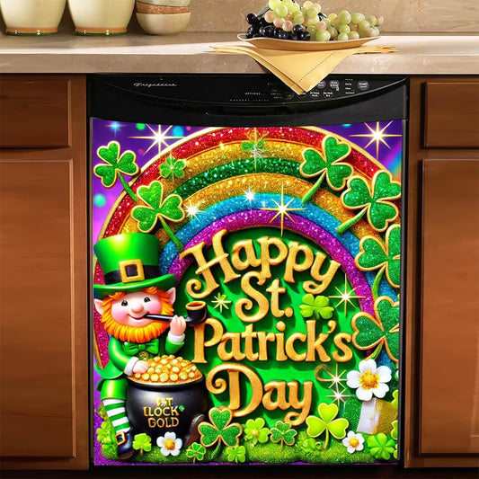 Festive St. Patrick’s Day Magnetic Dishwasher Cover – Decorative Reusable Decal for Washer, Fridge, and Cabinet Doors, Stylish Washing Machine Panel Cover for Kitchen Appliances (23x26 in )