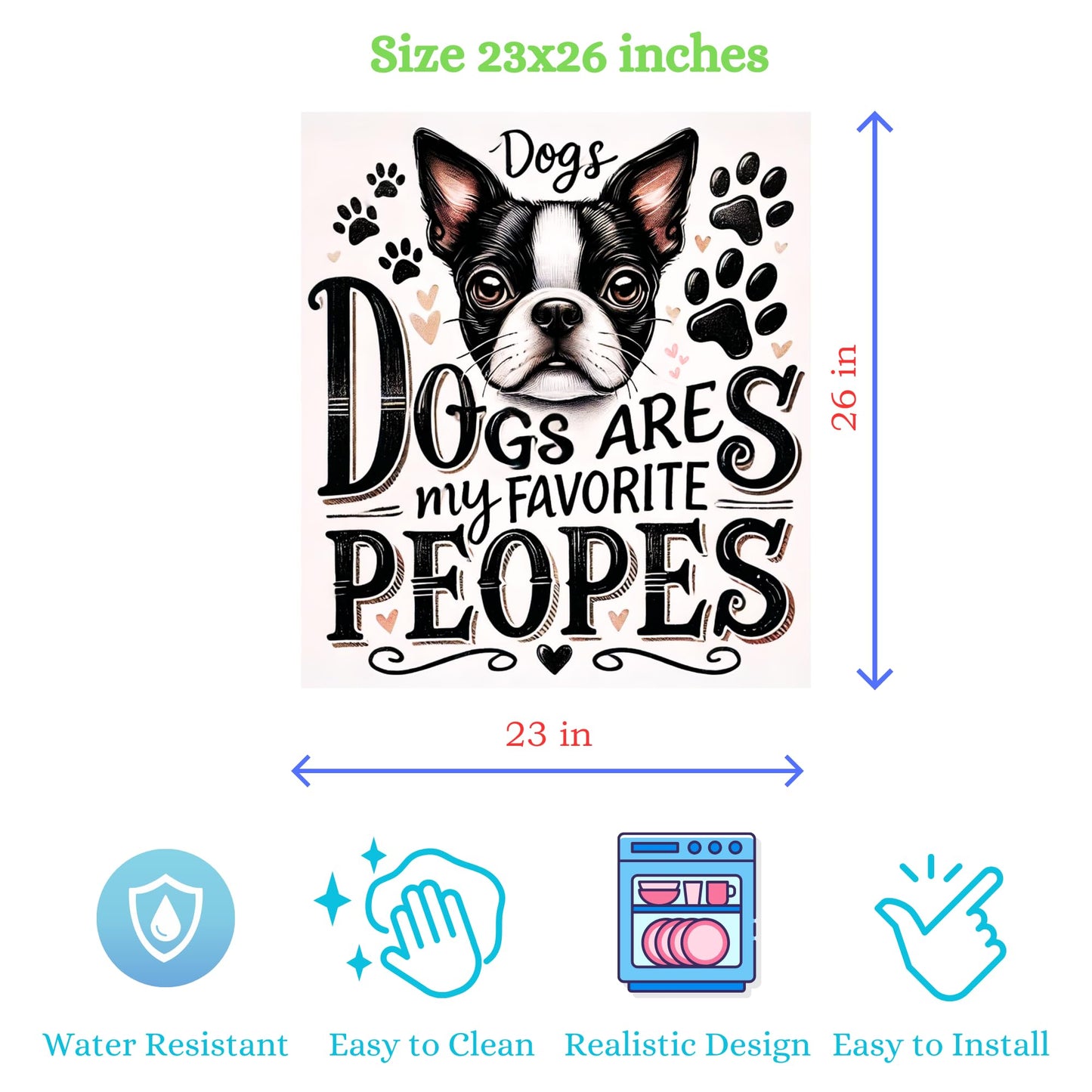 Funny Heartwarming Dog Theme Magnetic Dishwasher Cover – Decorative Reusable Decal for Washer, Fridge, and Cabinet Doors, Stylish Washing Machine Panel Cover for Kitchen Appliances (23x26 in )