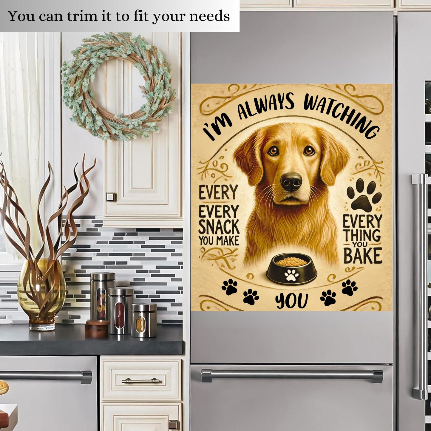 Cute Heartwarming Dog Theme Magnetic Dishwasher Cover – Decorative Reusable Decal for Washer, Fridge, and Cabinet Doors, Stylish Washing Machine Panel Cover for Kitchen Appliances (23x26 in )