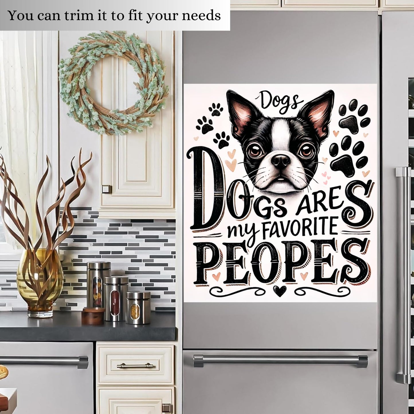 Funny Heartwarming Dog Theme Magnetic Dishwasher Cover – Decorative Reusable Decal for Washer, Fridge, and Cabinet Doors, Stylish Washing Machine Panel Cover for Kitchen Appliances (23x26 in )