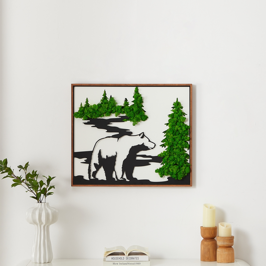 Bear Metal Art Moss Wall Decor