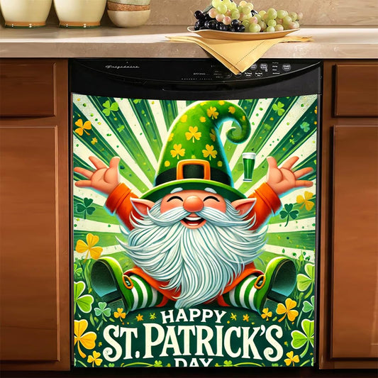 Gnome St. Patrick’s Day Magnetic Dishwasher Cover – Decorative Reusable Decal for Washer, Fridge, and Cabinet Doors, Stylish Washing Machine Panel Cover for Kitchen Appliances (23x26 in )